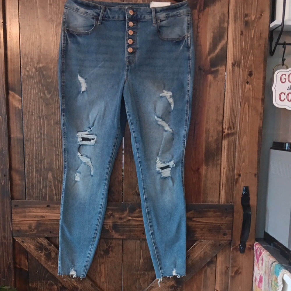 Distressed Blue Jeans